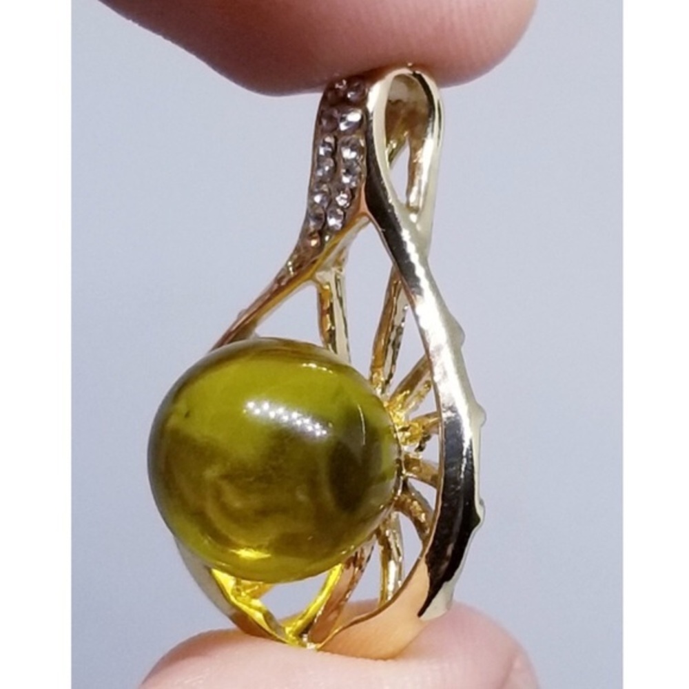 Natural Baltic Amber Stainless Steel Pendant